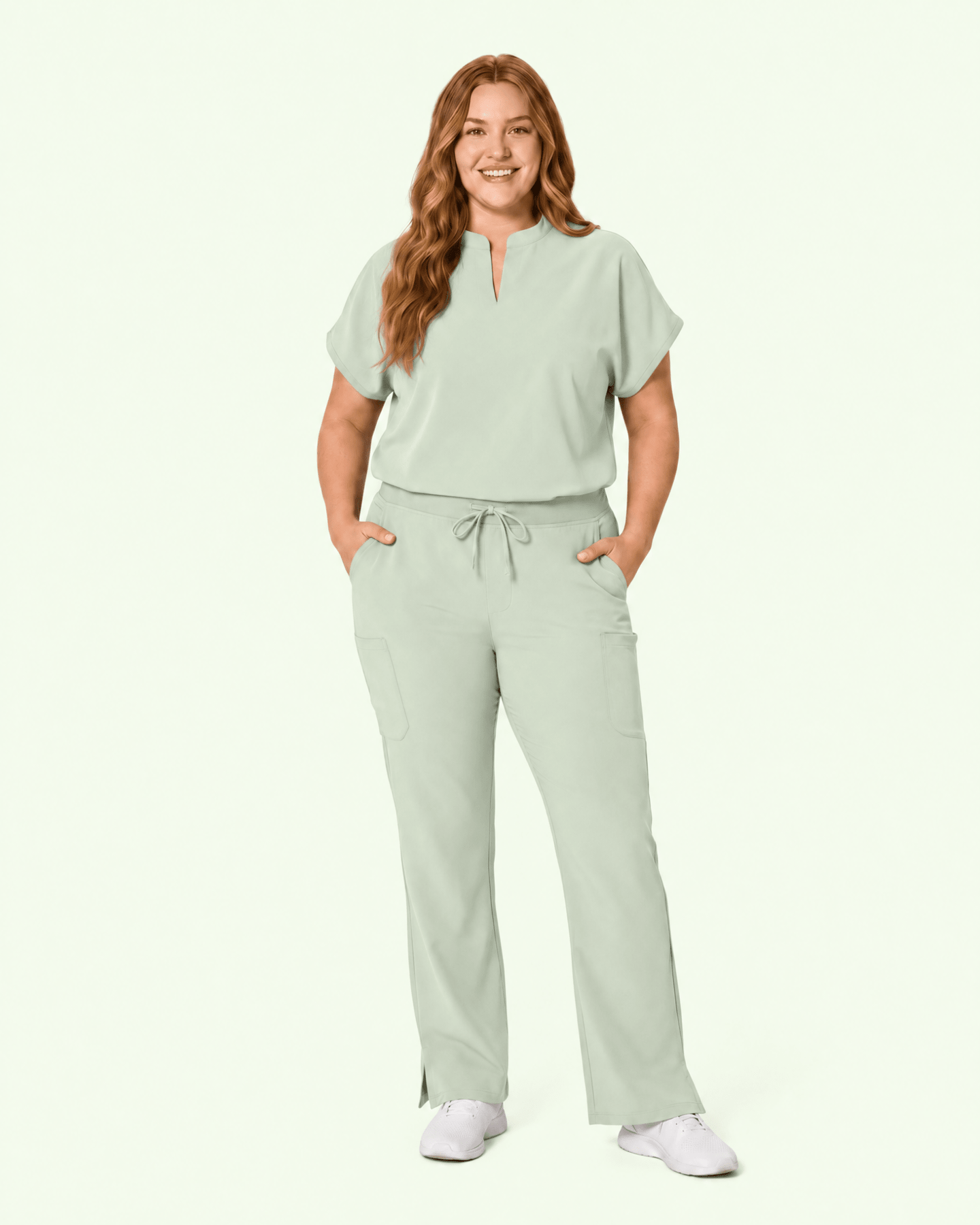 Women's Mandarin Dolman Top Mint - Scrubloop