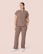 Women's Mandarin Dolman Top Mocha - Scrubloop