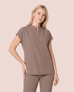 Women's Mandarin Dolman Top Mocha - Scrubloop