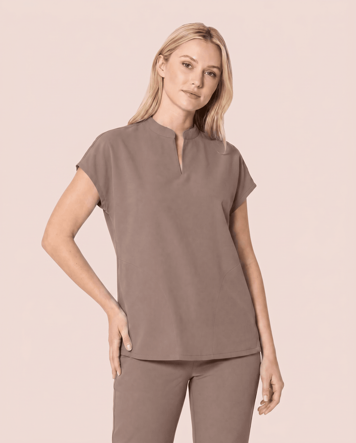 Women's Mandarin Dolman Top Mocha