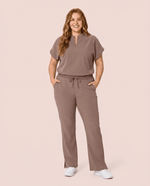 Women's Mandarin Dolman Top Mocha - Scrubloop