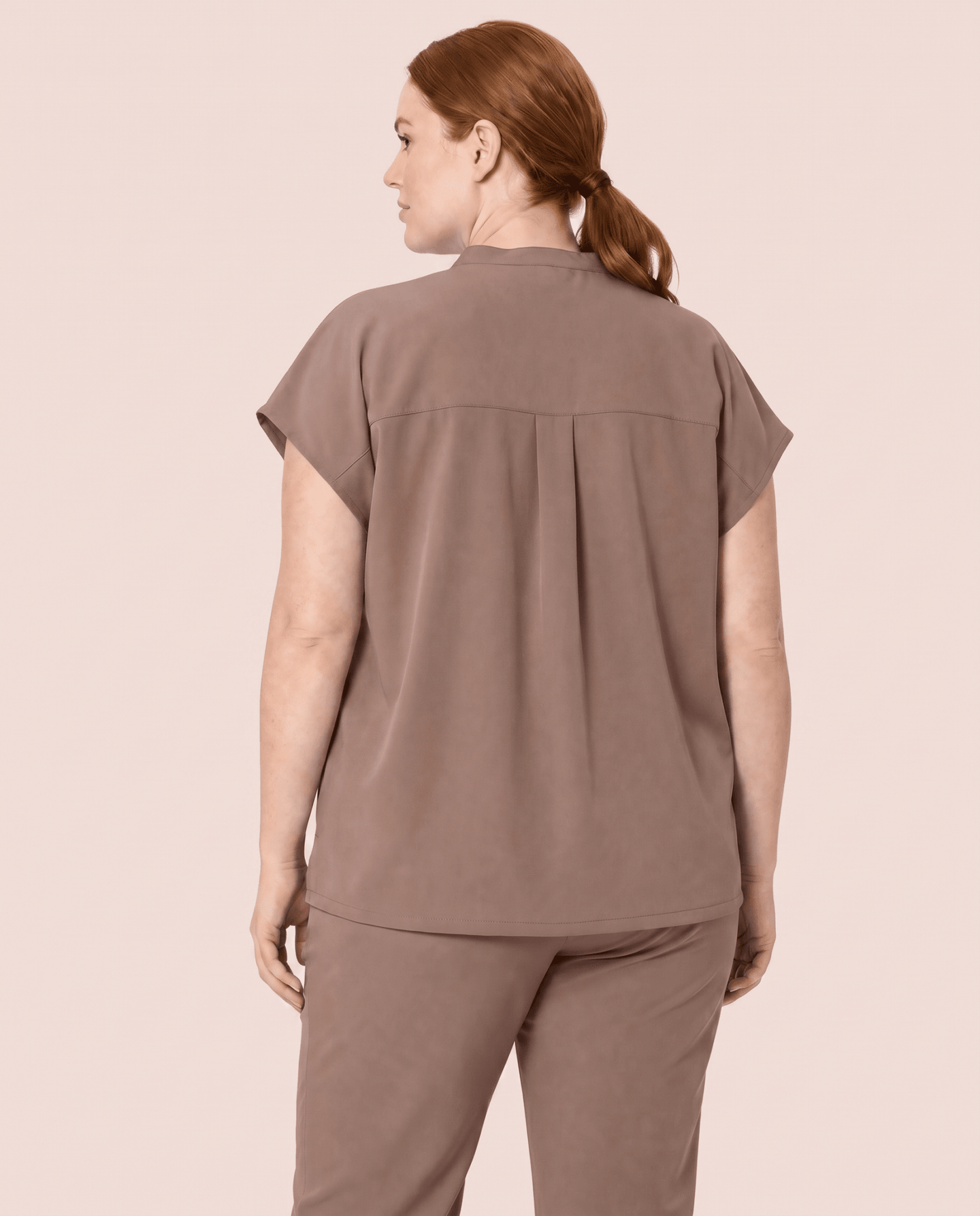 Women's Mandarin Dolman Top Mocha - Scrubloop