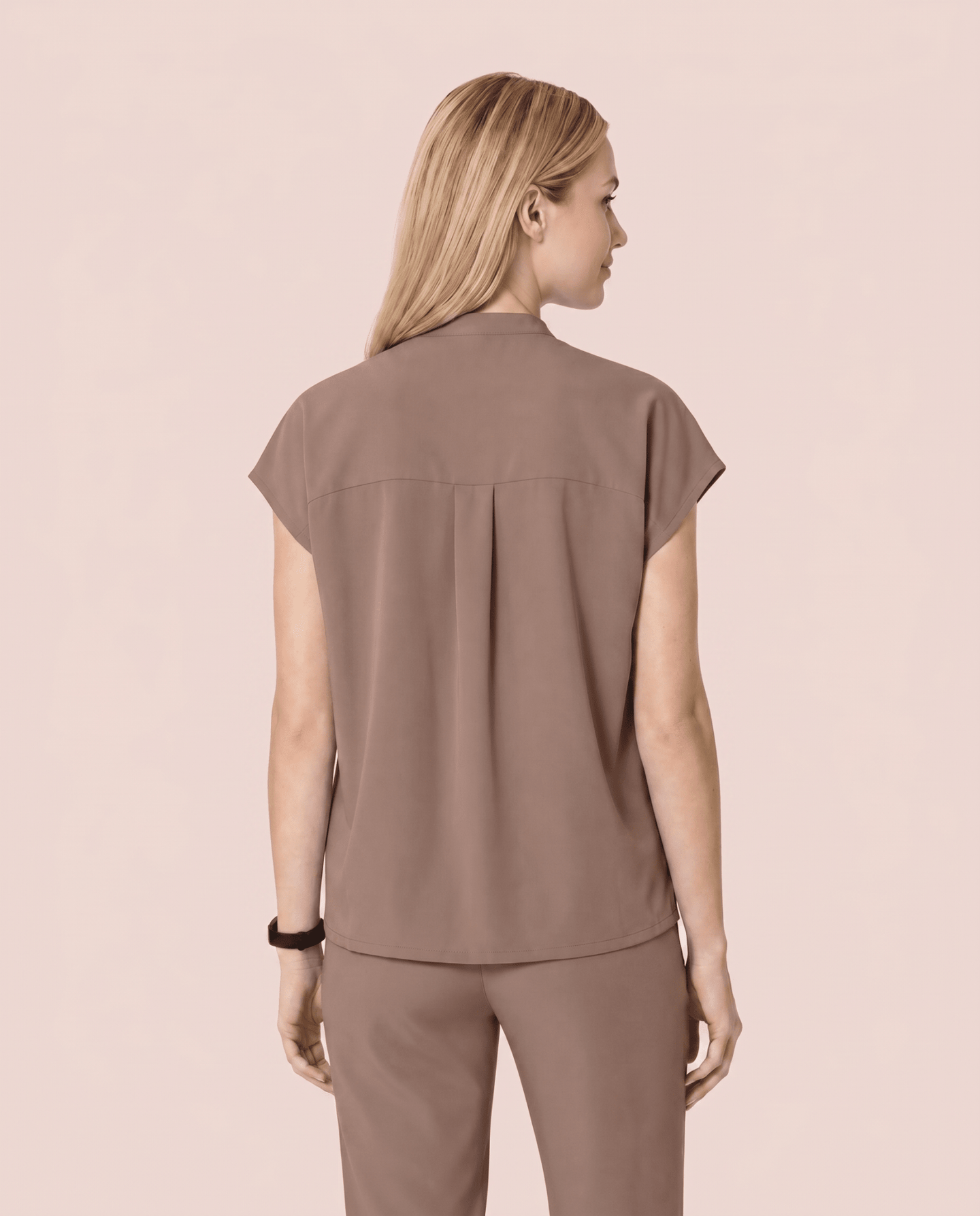 Women's Mandarin Dolman Top Mocha - Scrubloop