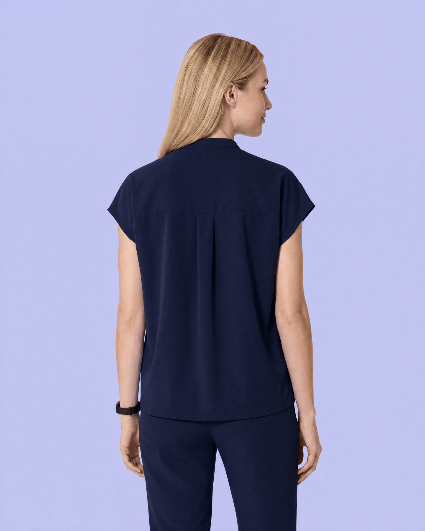 Women's Mandarin Dolman Top Navy - Scrubloop