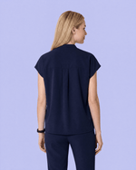 Women's Mandarin Dolman Top Navy - Scrubloop