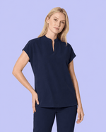 Women's Mandarin Dolman Top Navy - Scrubloop