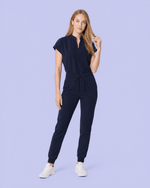Women's Mandarin Dolman Top Navy - Scrubloop