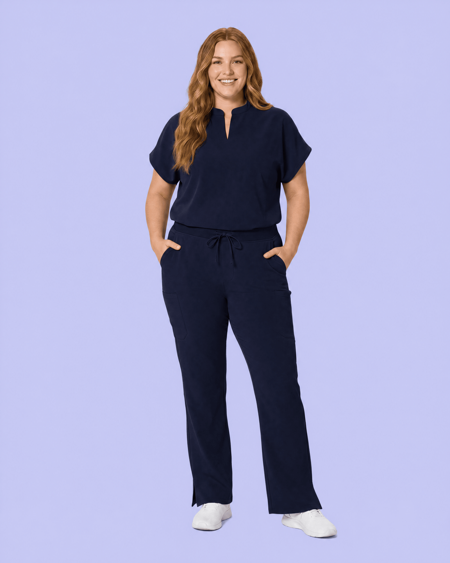 Women's Mandarin Dolman Top Navy - Scrubloop
