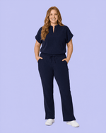 Women's Mandarin Dolman Top Navy - Scrubloop