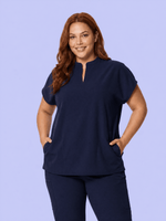Women's Mandarin Dolman Top Navy - Scrubloop