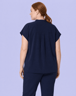 Women's Mandarin Dolman Top Navy - Scrubloop