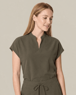 Women's Mandarin Dolman Top Olive - Scrubloop