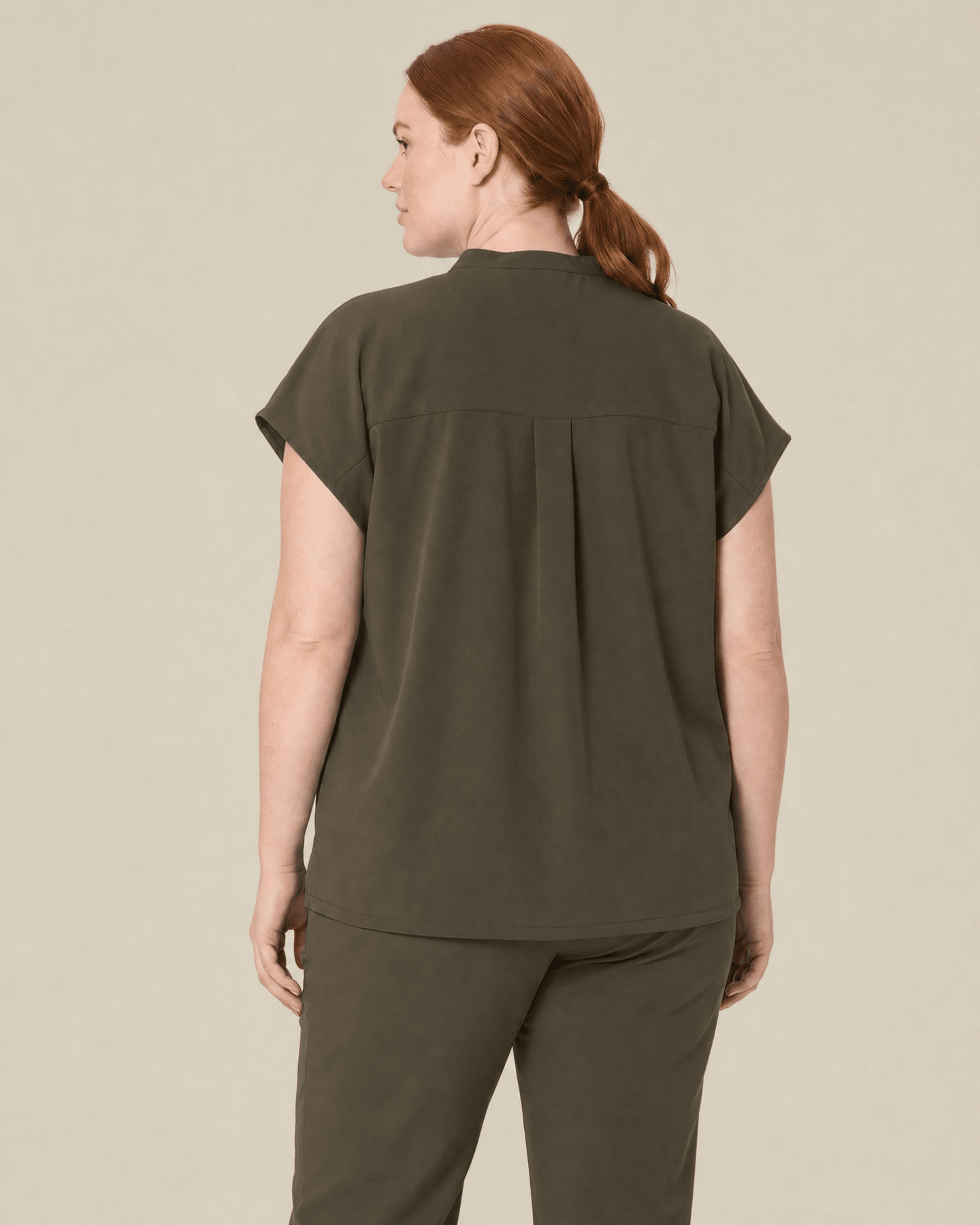 Women's Mandarin Dolman Top Olive - Scrubloop