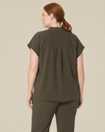 Women's Mandarin Dolman Top Olive - Scrubloop