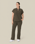 Women's Mandarin Dolman Top Olive - Scrubloop