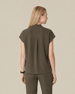 Women's Mandarin Dolman Top Olive - Scrubloop
