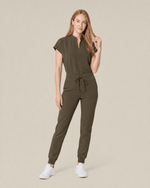 Women's Mandarin Dolman Top Olive - Scrubloop