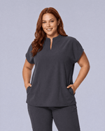 Women's Mandarin Dolman Top Pewter - Scrubloop