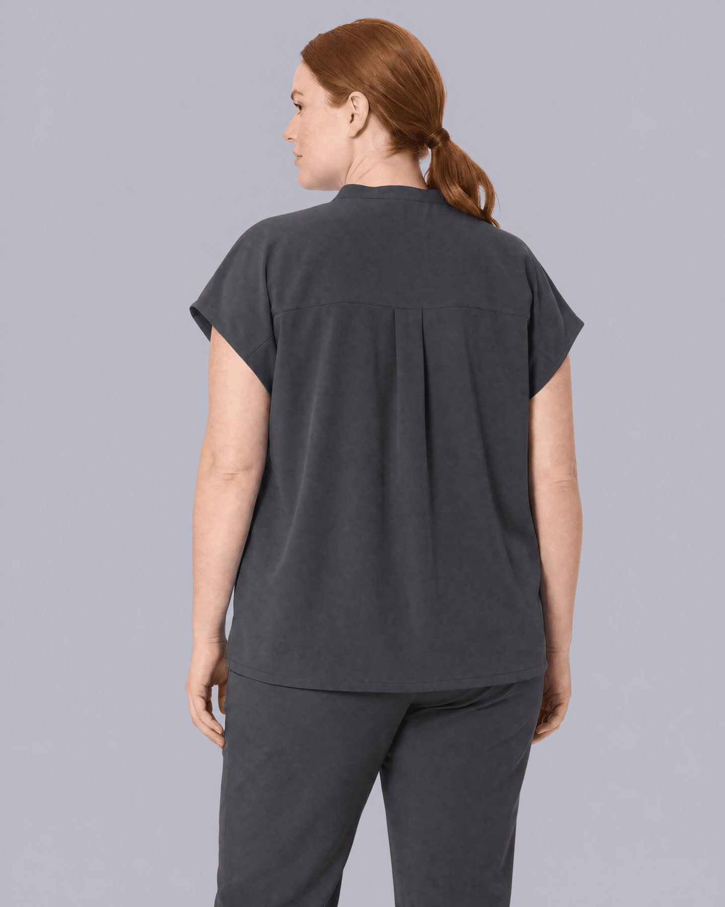 Women's Mandarin Dolman Top Pewter - Scrubloop