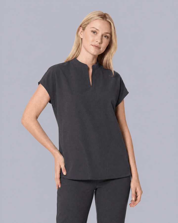 Women's Mandarin Dolman Top Pewter