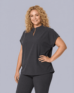 Women's Mandarin Dolman Top Pewter - Scrubloop
