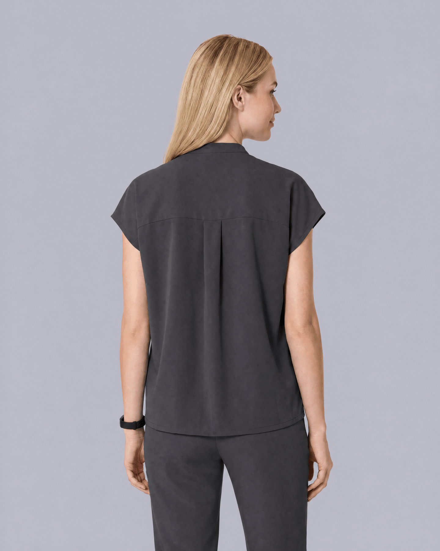 Women's Mandarin Dolman Top Pewter - Scrubloop