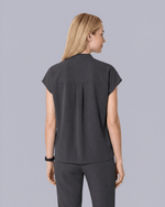 Women's Mandarin Dolman Top Pewter - Scrubloop