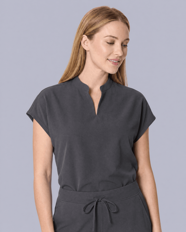 Women's Mandarin Dolman Top Pewter