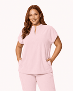 Women's Mandarin Dolman Top Rose Quartz - Scrubloop