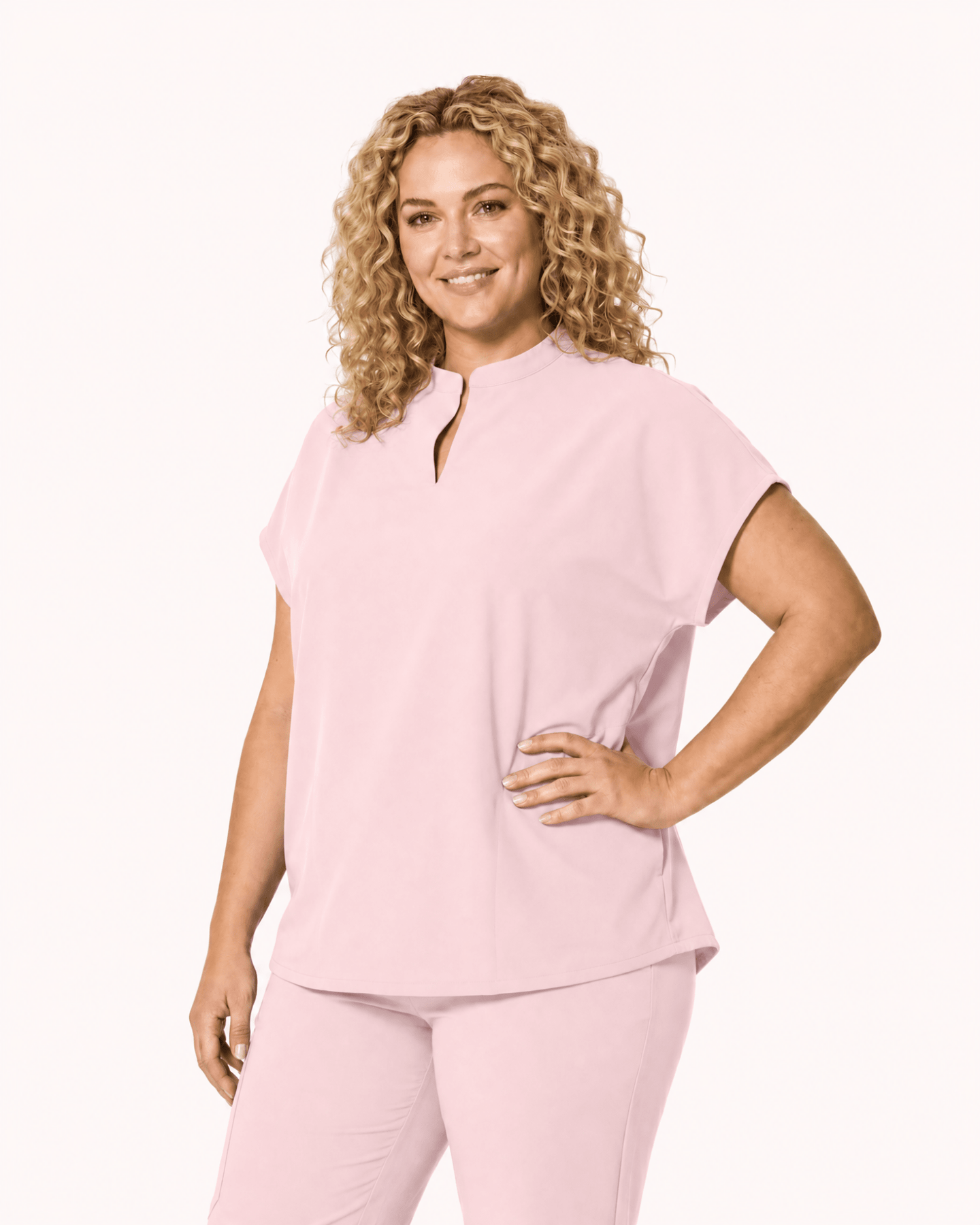 Women's Mandarin Dolman Top Rose Quartz - Scrubloop