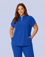 Women's Mandarin Dolman Top Royal Blue - Scrubloop