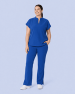 Women's Mandarin Dolman Top Royal Blue - Scrubloop