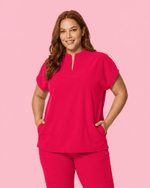 Women's Mandarin Dolman Top Sangria - Scrubloop