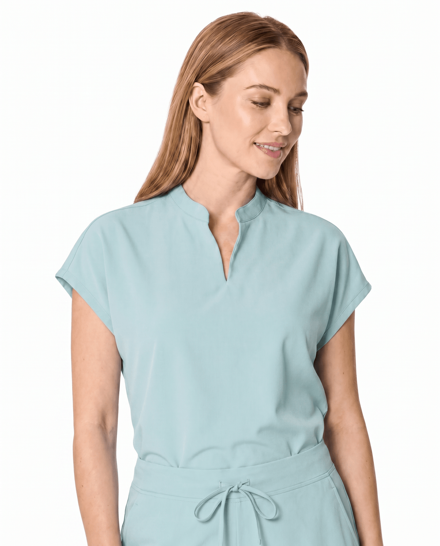 Women's Mandarin Dolman Top Sky Blue - Scrubloop