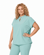 Women's Mandarin Dolman Top Sky Blue - Scrubloop