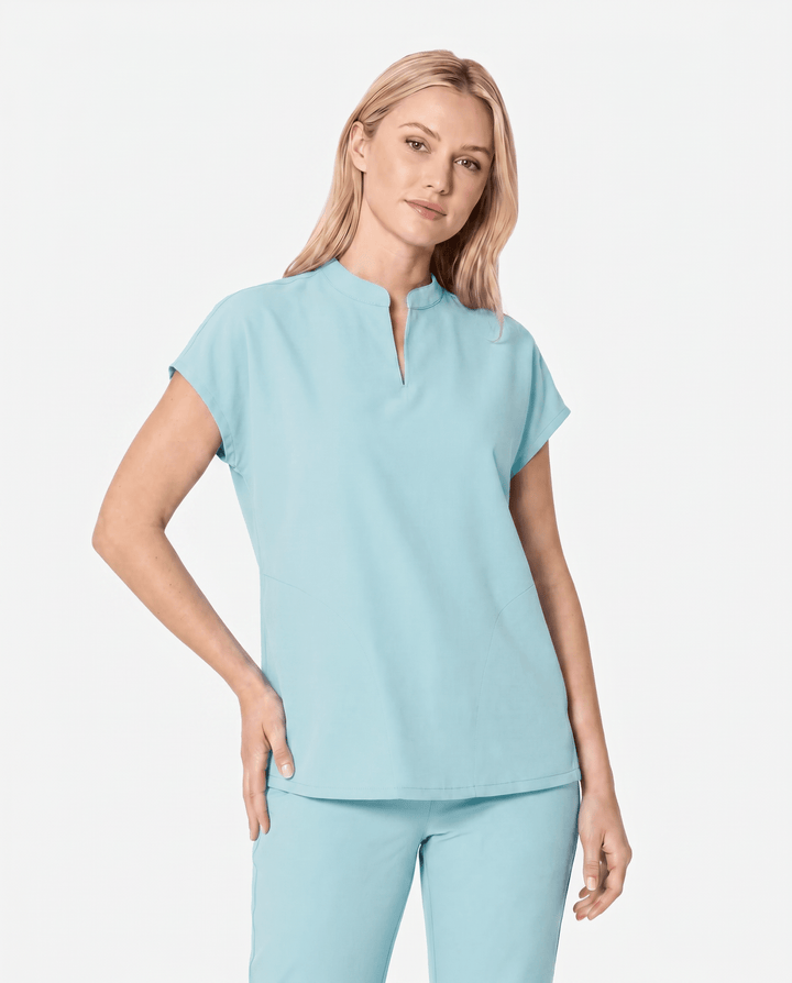 Women's Mandarin Dolman Top Sky Blue
