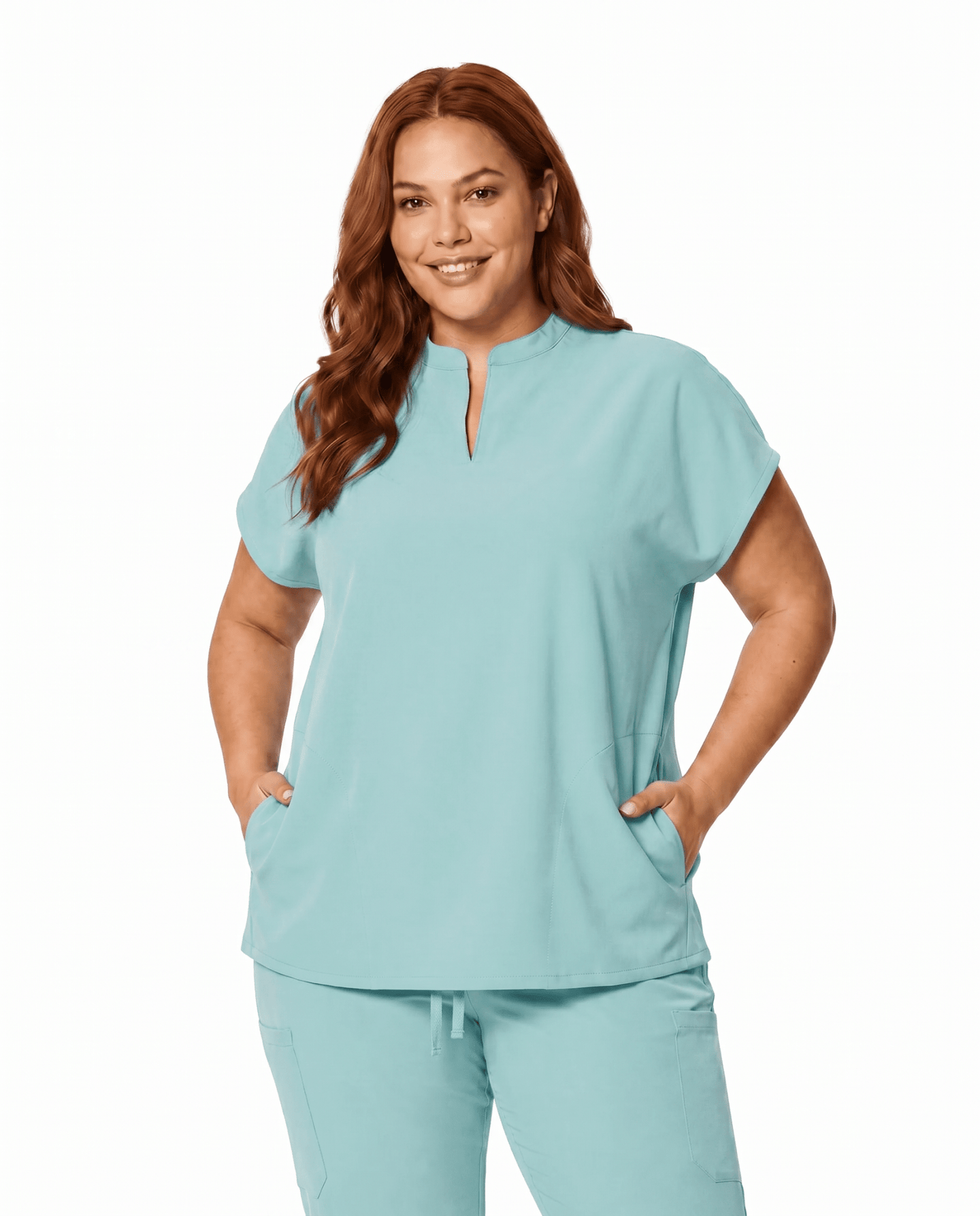 Women's Mandarin Dolman Top Sky Blue - Scrubloop