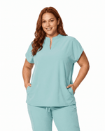 Women's Mandarin Dolman Top Sky Blue - Scrubloop