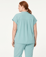 Women's Mandarin Dolman Top Sky Blue - Scrubloop
