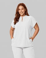 Women's Mandarin Dolman Top White - Scrubloop
