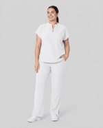 Women's Mandarin Dolman Top White - Scrubloop