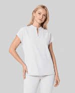Women's Mandarin Dolman Top White - Scrubloop
