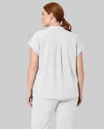Women's Mandarin Dolman Top White - Scrubloop
