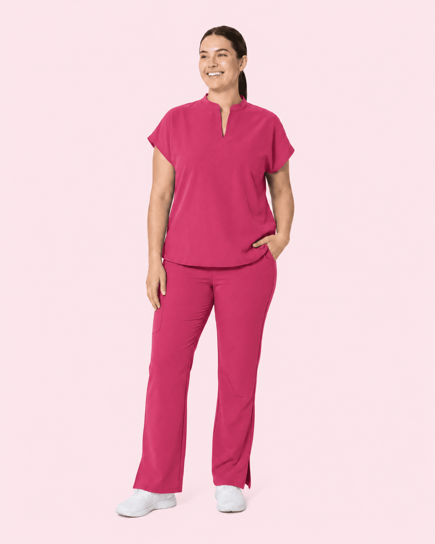 Women's Mandarin Dolman Top Wild Berry - Scrubloop