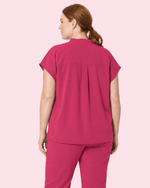 Women's Mandarin Dolman Top Wild Berry - Scrubloop