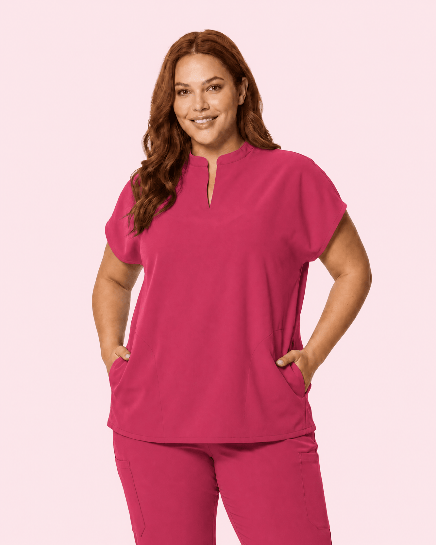 Women's Mandarin Dolman Top Wild Berry - Scrubloop
