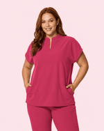 Women's Mandarin Dolman Top Wild Berry - Scrubloop
