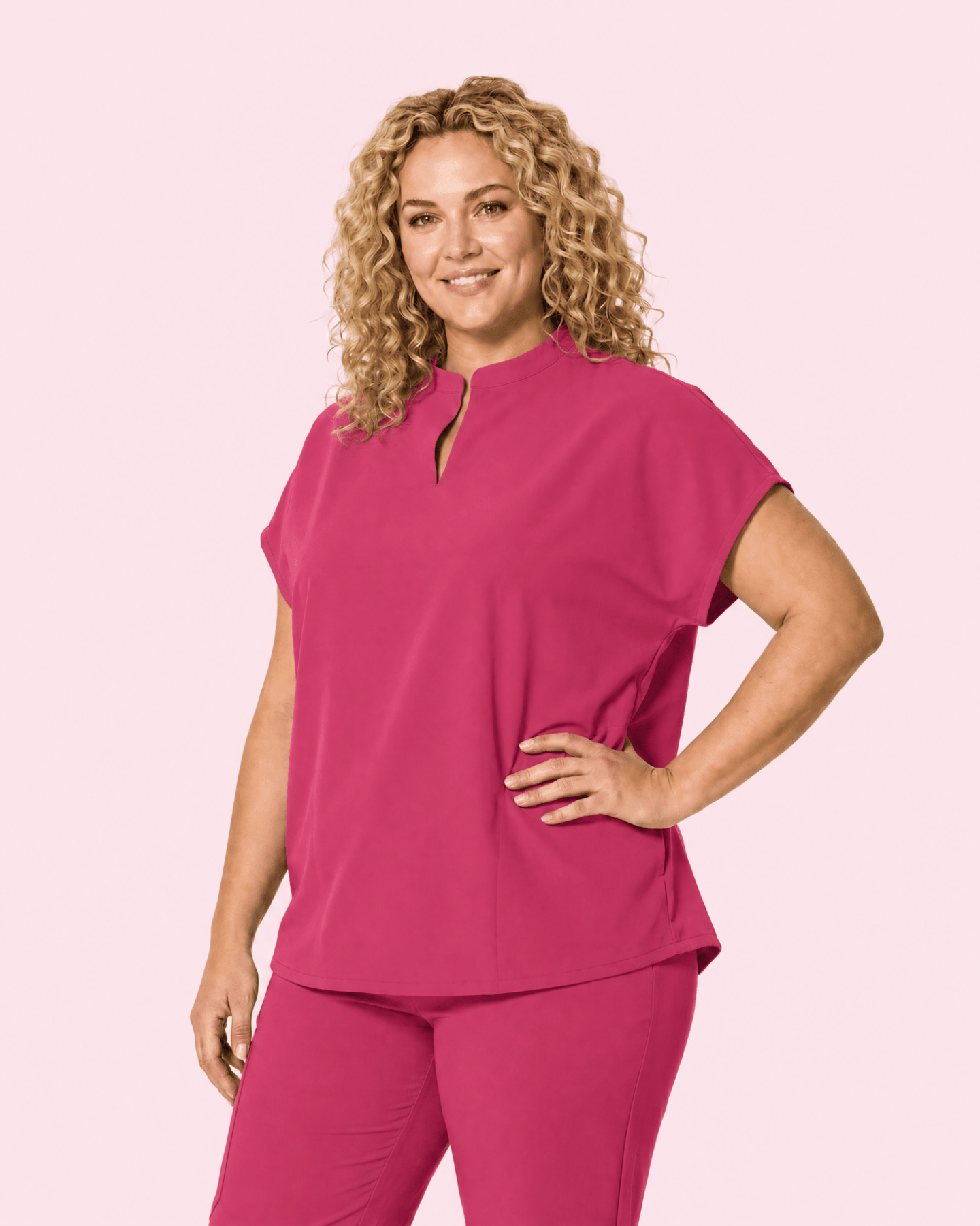 Women's Mandarin Dolman Top Wild Berry - Scrubloop