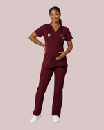Women's Maternity Cargo Pant Burgundy - Scrubloop