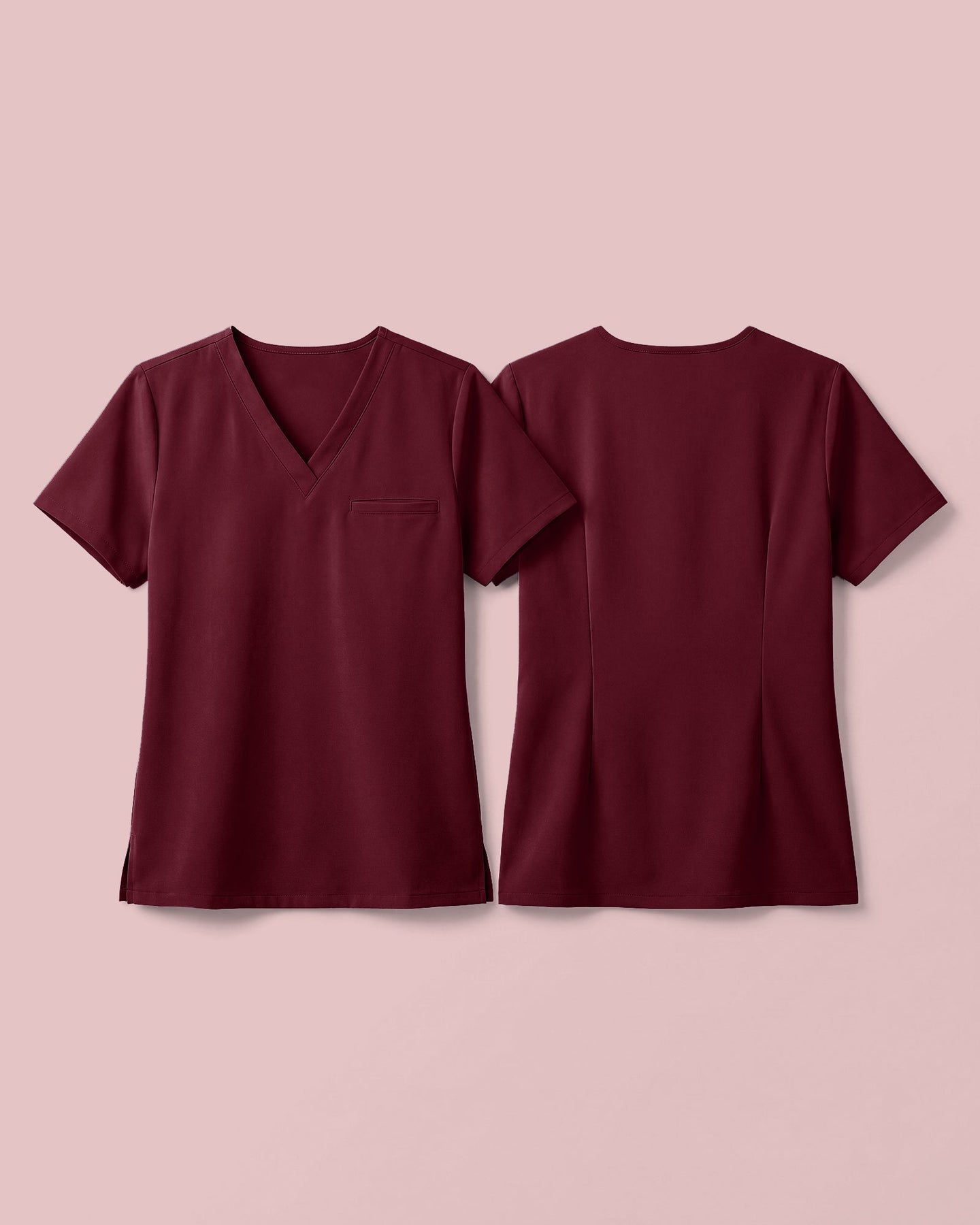 Women's One-Pocket V-neck Scrub Top Burgundy - Scrubloop